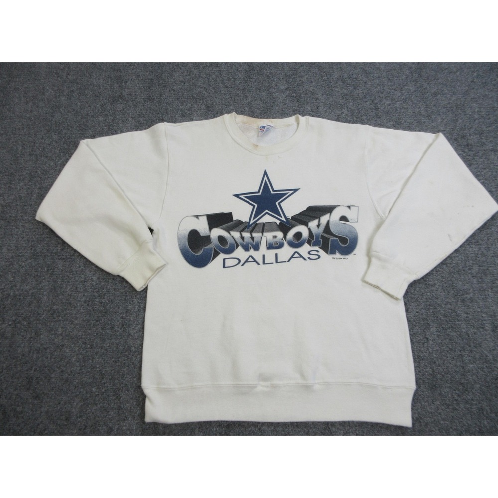 Vintage Dallas Cowboys Sweater Mens Medium White‎ NFL Football Crewneck 90s